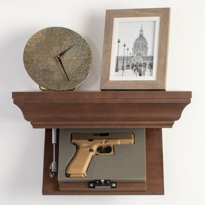 Premium Hidden Gun Shelf #color_brown